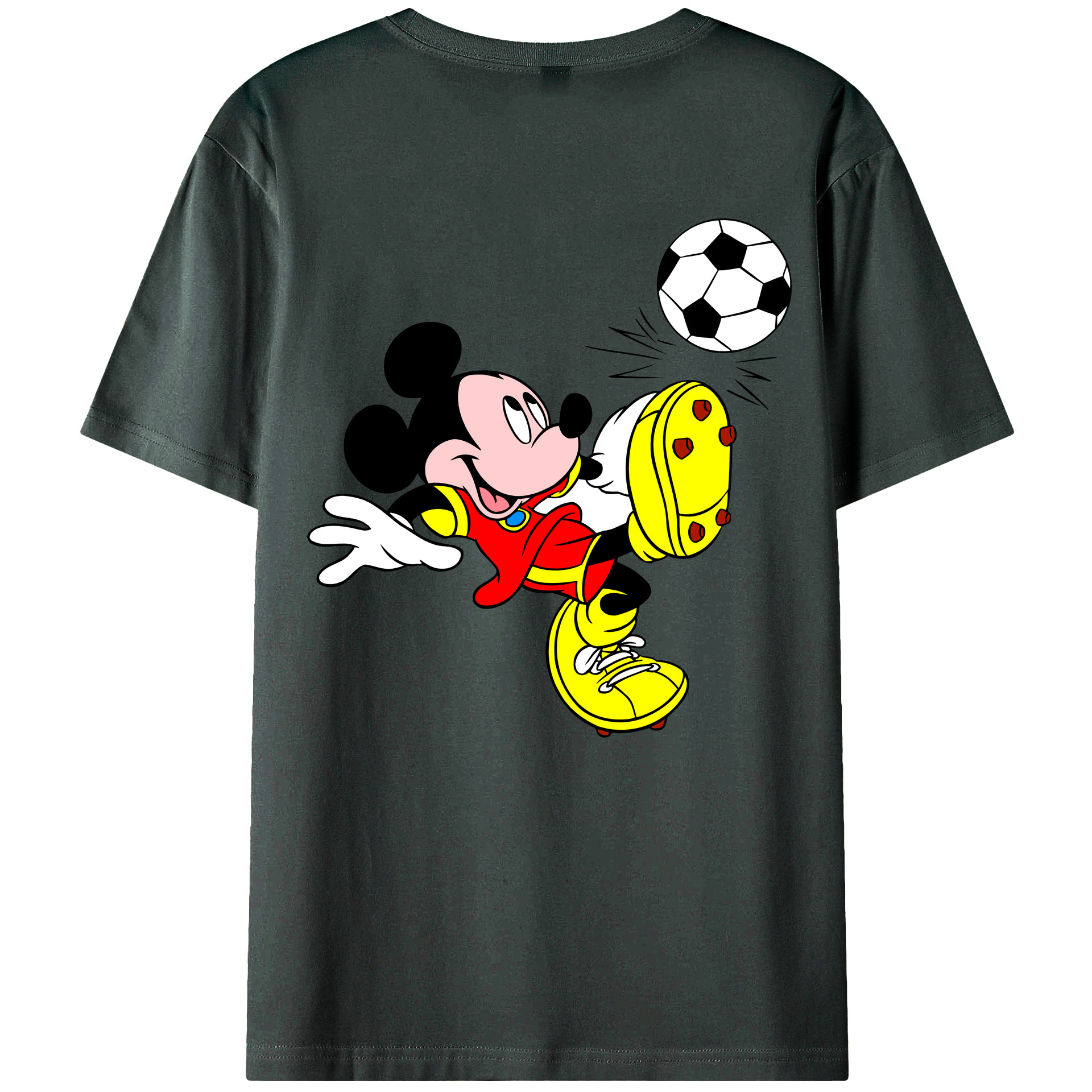 ミッキーマウス Mickey Mouse 綿100％ メンズ半袖Tシャツ（バックプリント） 通気性